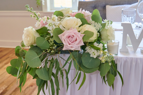Floral arrangement at a wedding reception at The Grandview Venue at The Oaks